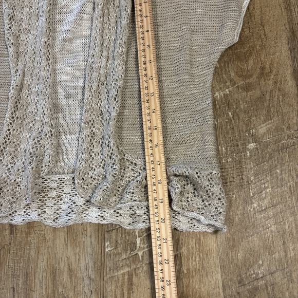 Converse Neutral Open Cardigan Women Medium Beige Minimalist Boho Chic Hippie - Picture 3 of 7